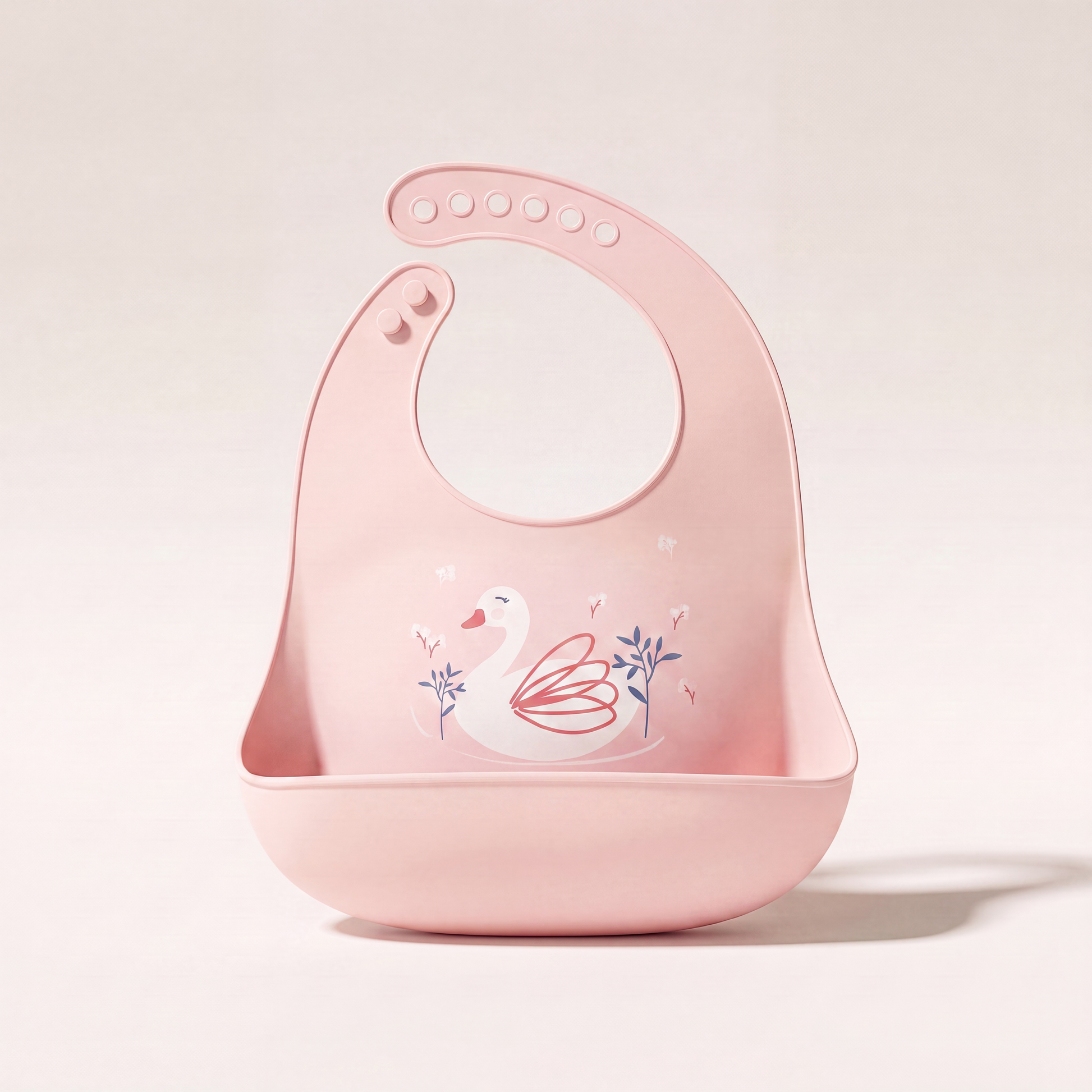 Rahaya silicone pocket bib — Pink Swan variant hero