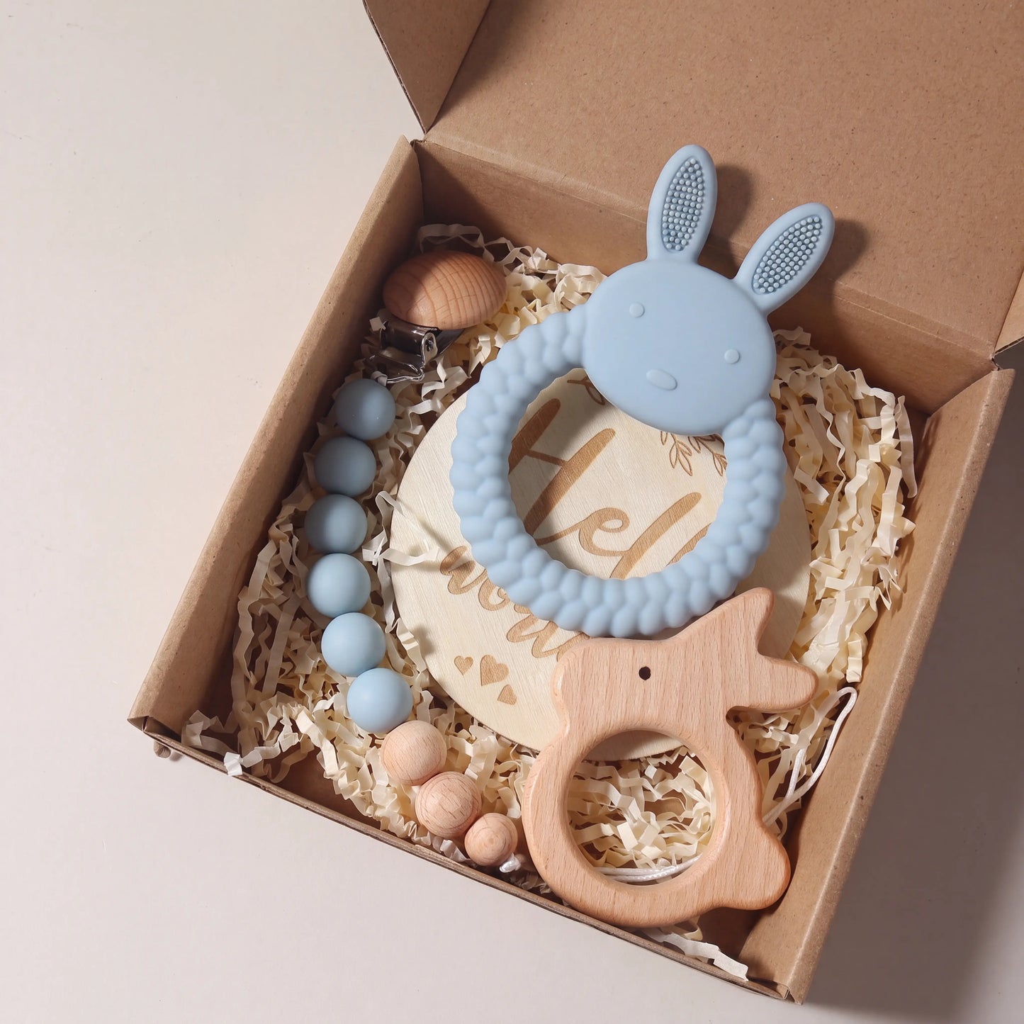 Rahaya silicone teether gift set — Sky Blue variant hero