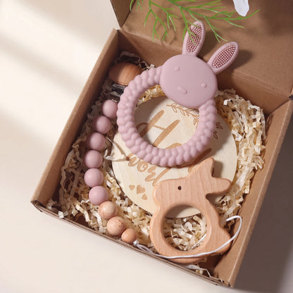 Rahaya silicone teether gift set — Pink (blush) variant hero