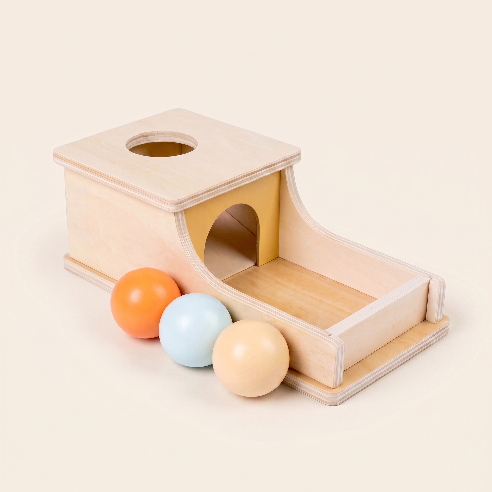 Rahayaa Montessori object permanence box — cream studio background